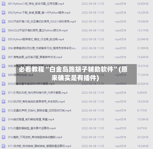 必看教程“白金岛跑胡子辅助软件”(原来确实是有插件)