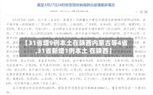 【31省增9例本土在陕西内蒙古等4省,31省新增1例本土 在陕西】-第2张图片