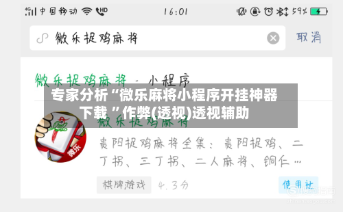 专家分析“微乐麻将小程序开挂神器下载 ”作弊(透视)透视辅助-第3张图片