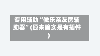 专用辅助“微乐亲友房辅助器	”(原来确实是有插件)-第2张图片