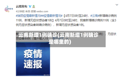 云南新增1例确诊(云南新增1例确诊是哪里的)