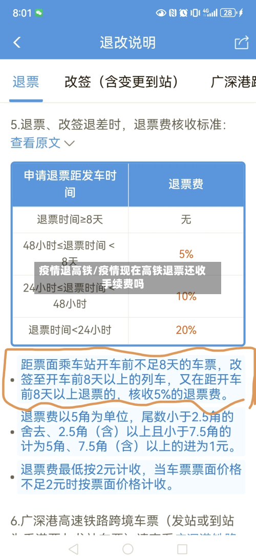 疫情退高铁/疫情现在高铁退票还收手续费吗