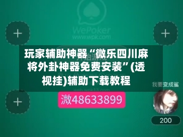 玩家辅助神器“微乐四川麻将外卦神器免费安装”(透视挂)辅助下载教程-第3张图片